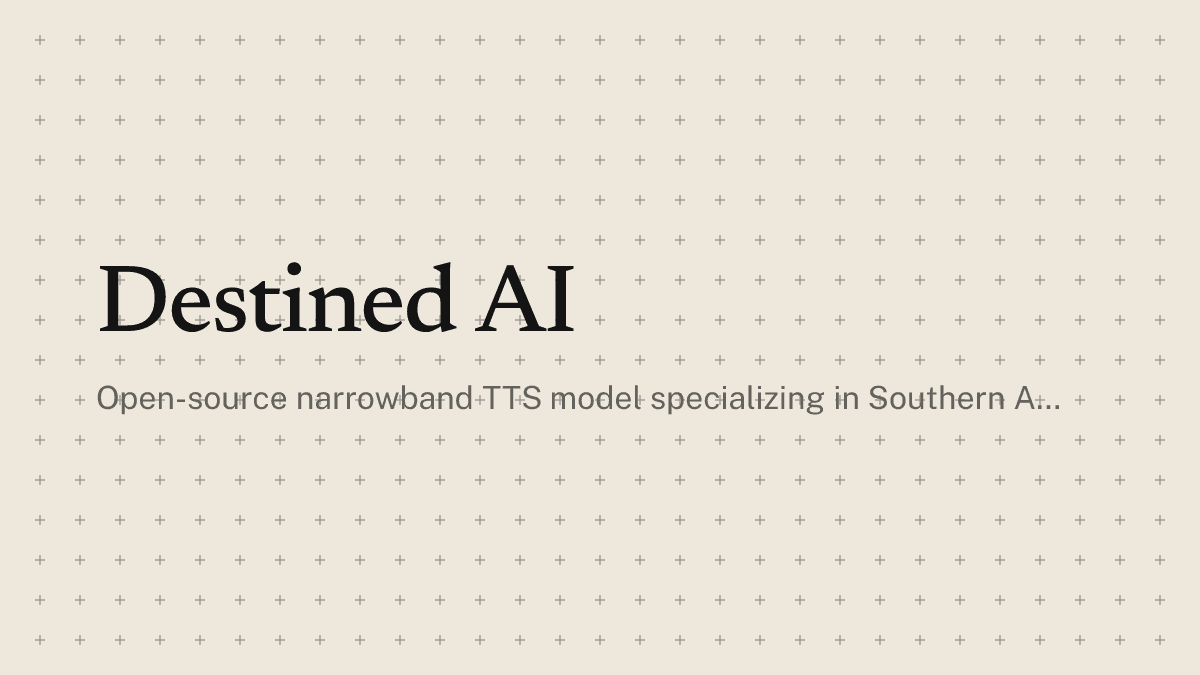 Illustration for: Destined AI open-sources Hurston-1 speech model